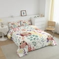 thumbnail image 3 of Kawaii Owl Comforter Set Full Size,Cartoon Owl Floral Bedding Set,Cute Colorful Flower Quilt Bed Set Wildlife Animal Print Down Comforter with 2 Pillowcases, 3 of 7