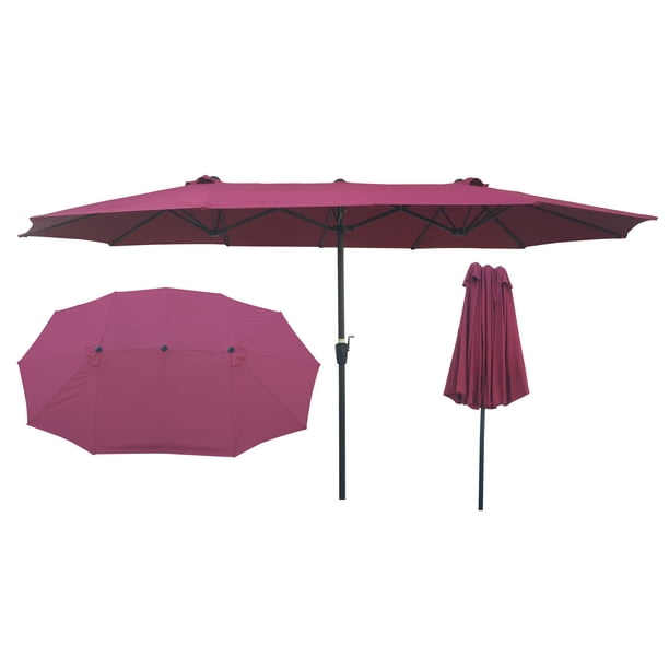 Outdoor DoubleSided Market Umbrella Extra Large Twin Umbrellas with Crank and Wind Vents