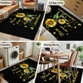 thumbnail image 6 of Area Rug 48×72in, My Sunshine Yellow Sunflower and Butterfly Floor Carpet Living Room Rug, Floral on Black Non-Slip Welcome Mat Indoor Rugs for Bedroom Dining Room, 6 of 9