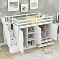thumbnail image 3 of CoSoTower Functional Loft Bed with 3 Shelves, 2 Wardrobes and 2 Drawers, Ladder with Storage, No Box Spring Needed, White, 3 of 9