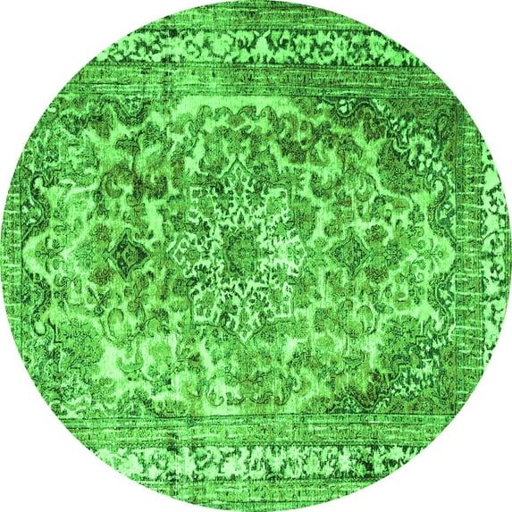 Ahgly Company Indoor Round Persian Green Traditional Area Rugs, 4' Round
