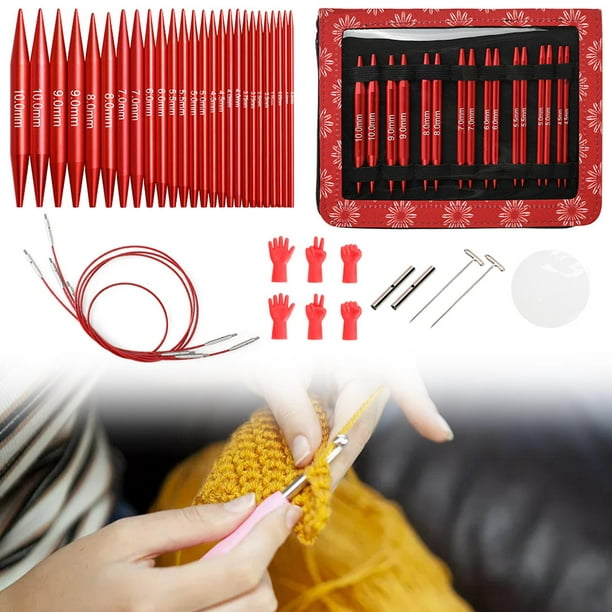 23 Pieces Tunisian Crochet Hooks Set 3-10 Mm Cable Bamboo Knitting Needle  With Bead Carbonized Bamb