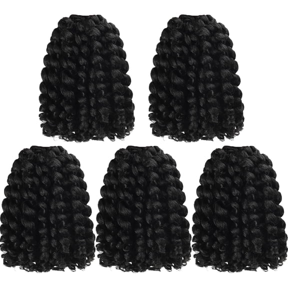 WEIF-5 Packs 2X Ringlet Wand Curl Jamaican Bounce 8 inch Synthetic Crochet Hair Extensions Crochet Braiding Hair 20 Roots Crochet Curly Hair(8Inch (Pack of 5), 1B)
