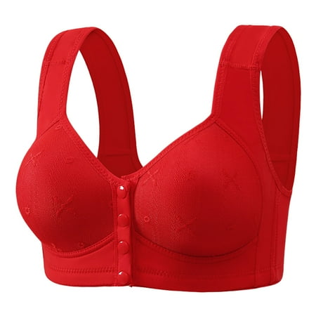 DXOUPM Push Up Bras for Women No Underwire U Neck Comfortable Breathable Bra Full Coverage T Shirt Everyday Bras Smoothing Underwear C-Red 36