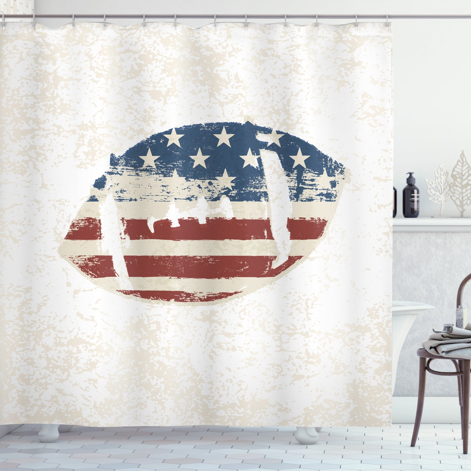 American Stars Stripes Flag Shower Curtain USA Bald Eagle Hippie Bath Mat Decor 