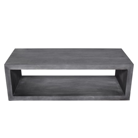 58" Cube Shape Wooden Coffee Table with Open Bottom Shelf Charcoal Gray - Saltoro Sherpi