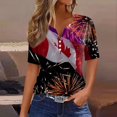 thumbnail image 1 of Fiudx Ofertas Flash Del Día Blusa de Manga Corta Estampada a La Moda para Mujer, Blusas Informales con Cuello En V, 1 of 3