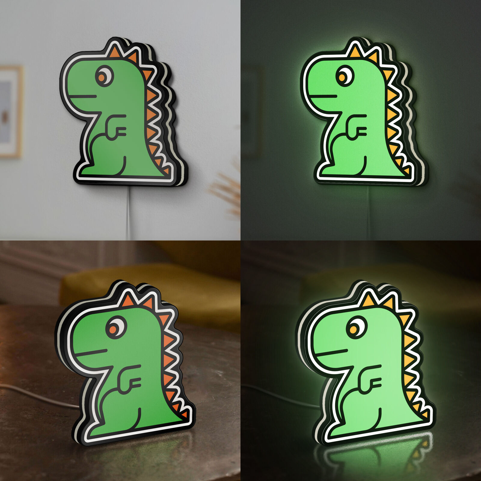 Dinosaur 3D Novelty Light Box, Kids Toy Decor Lighted Sign, Ideal for Children Who Love Dinos (Width 16 inch, 40cm)