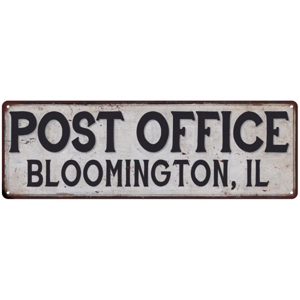 Bloomington, Il Post Office Metal Sign Vintage 6x18 106180011422