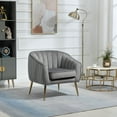 thumbnail image 2 of Velvet Accent Chair, Modern Barrel Chair With Ottoman, Arm Pub Chair For Living Room/Bedroom/Nail Salon, Golden Finished Velvet Decorative Chairs, 2 of 9