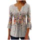 thumbnail image 2 of ICHUANYI Clearance Women's Casual Trumpet 3/4 Sleeve Printed Buttoned Basic Ruched Corset Tunic Tops Pleated T-shirts Blouses(Beige, XXL) ICHUANYI WER2023080800631, 2 of 5