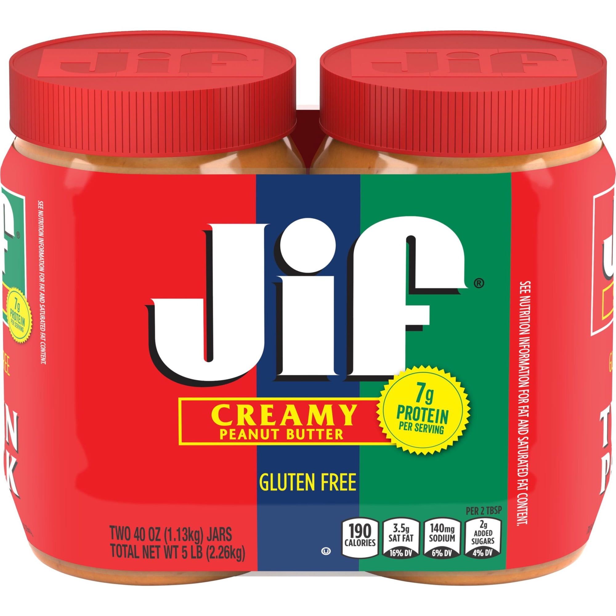 Jif Creamy Peanut Butter, 40 oz Jars (2 Pack)