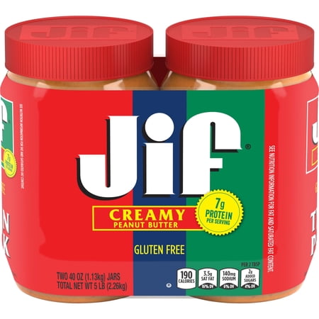Jif Creamy Peanut Butter, 40 oz Jars (2 Pack)