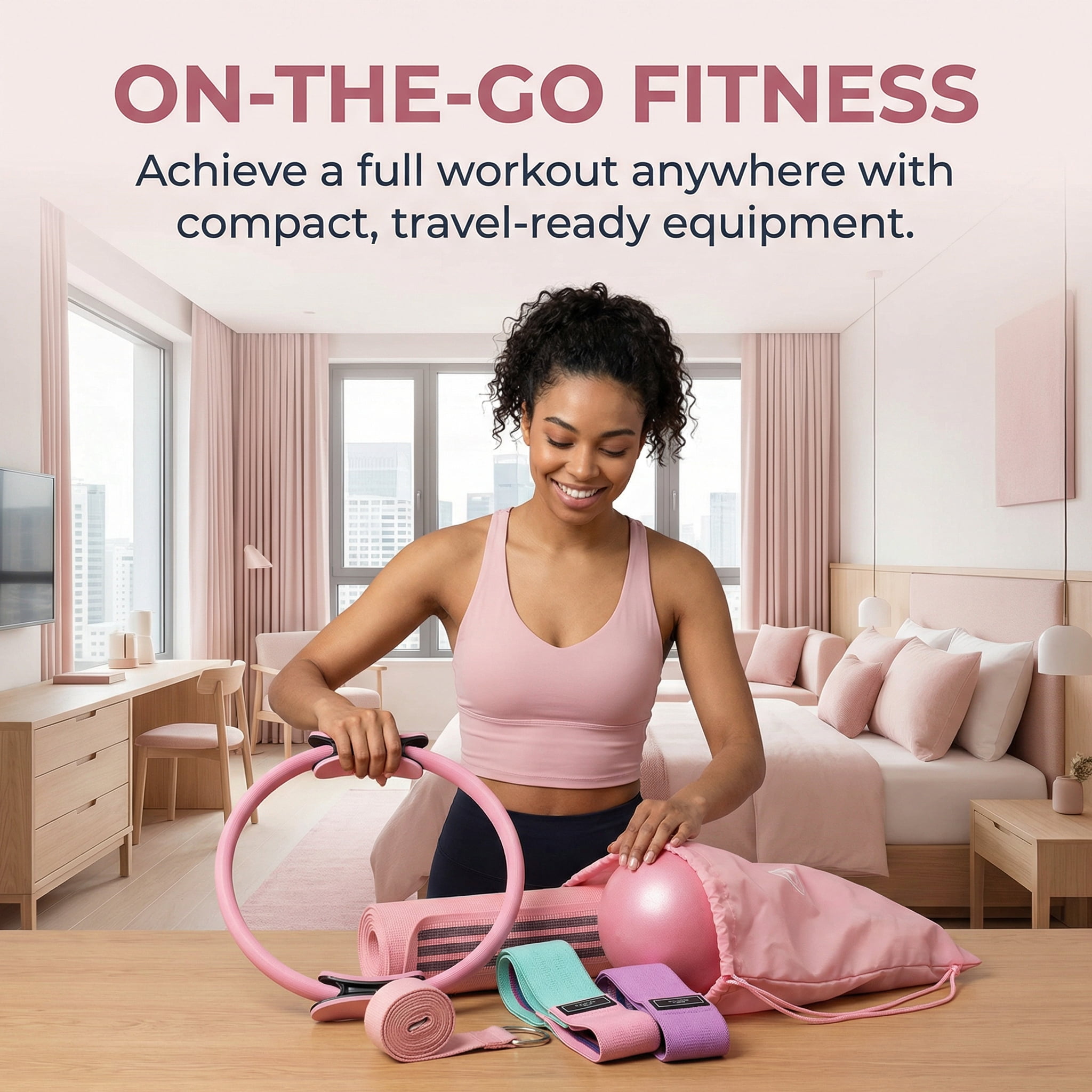 Pilates Equipment Kit for Home Workouts Angivlga  - 15in Pilates Ring, Ball Set, Booty  & Figure 8 Resistance Band - Pilates Essentials Kit for Women with Yoga  & Strap - Portable Pilates Set