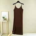 thumbnail image 2 of Swuxness Women's Suspenders Nightdress, Women's Nightgowns, Women's Solid Color Thin Non Adjustable Spaghetti Strap Camisole Long Comfortable Loose Sleep Dress Brown, L, 2 of 5