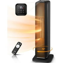 FOHERE Space Heater for Indoor Use, 24 Inch Quiet PTC Electric Heaters for Bedroom Fast Heating with Thermostat, Remote, 70° Oscillation, 24H Timer, Portable Heater Safe for Home, Office, 1500, Black