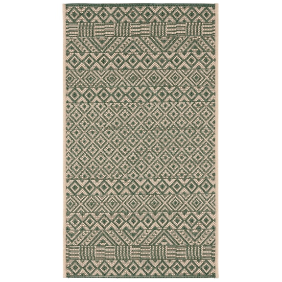 Safavieh Courtyard Naomi Geometric Indoor/Outdoor Area Rug, Dark Green/Beige, 2' x 3'7"