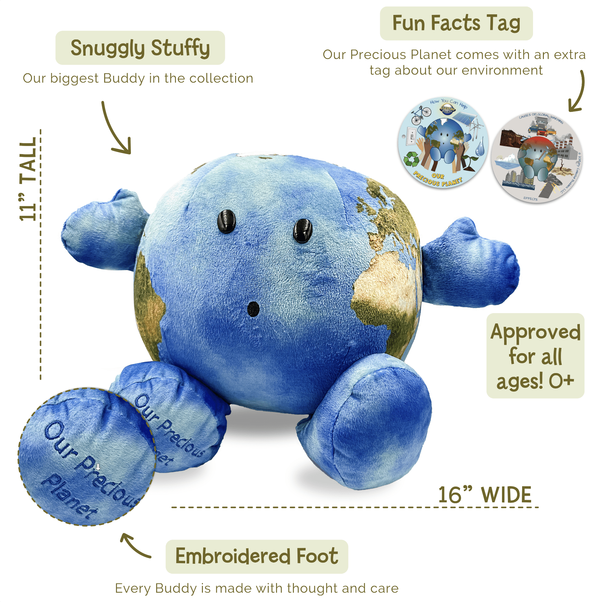 Celestial Buddies Our Precious Planet Stuffed Earth Plush Solar System Blue Space Toy Age 0+