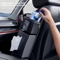 thumbnail image 6 of Car Tissue Box and Hanging Storage Organizer for Car Seat Side and Door – Black Leather Foldable Trash Can, Paper Towel Holder and Multifunctional Storage Bin for Car Interior, 6 of 9