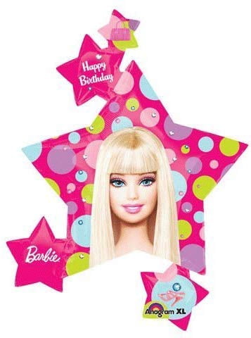 Barbie Sparkle Jumbo Cluster Multi-color Birthday Balloons, 6 Count