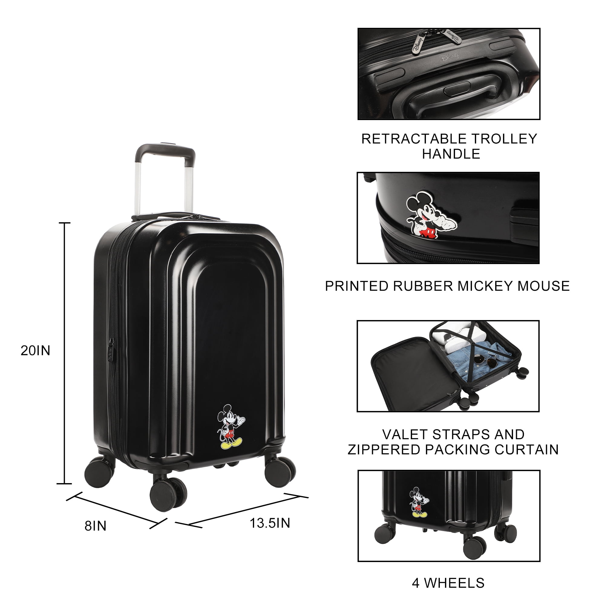 Disney Mickey Mouse Peeking Mickey 20" 4-Wheel Roling Luggage