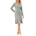 thumbnail image 2 of INSPIRE CHIC Women's Bodycon Mermaid Dress Tweed Long Sleeve Elegant Cocktail Fishtail Dresses XL White, 2 of 5