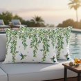 thumbnail image 5 of Spring Leaves Pillow Covers 2 Pack Watercolor Falling Green Leaf Floral Plant Flying Birds Pillowcase Waterproof Outdoor Throw Pillow Cover for Patio Balcony Rectangular Cushion 20”x12”, 5 of 9