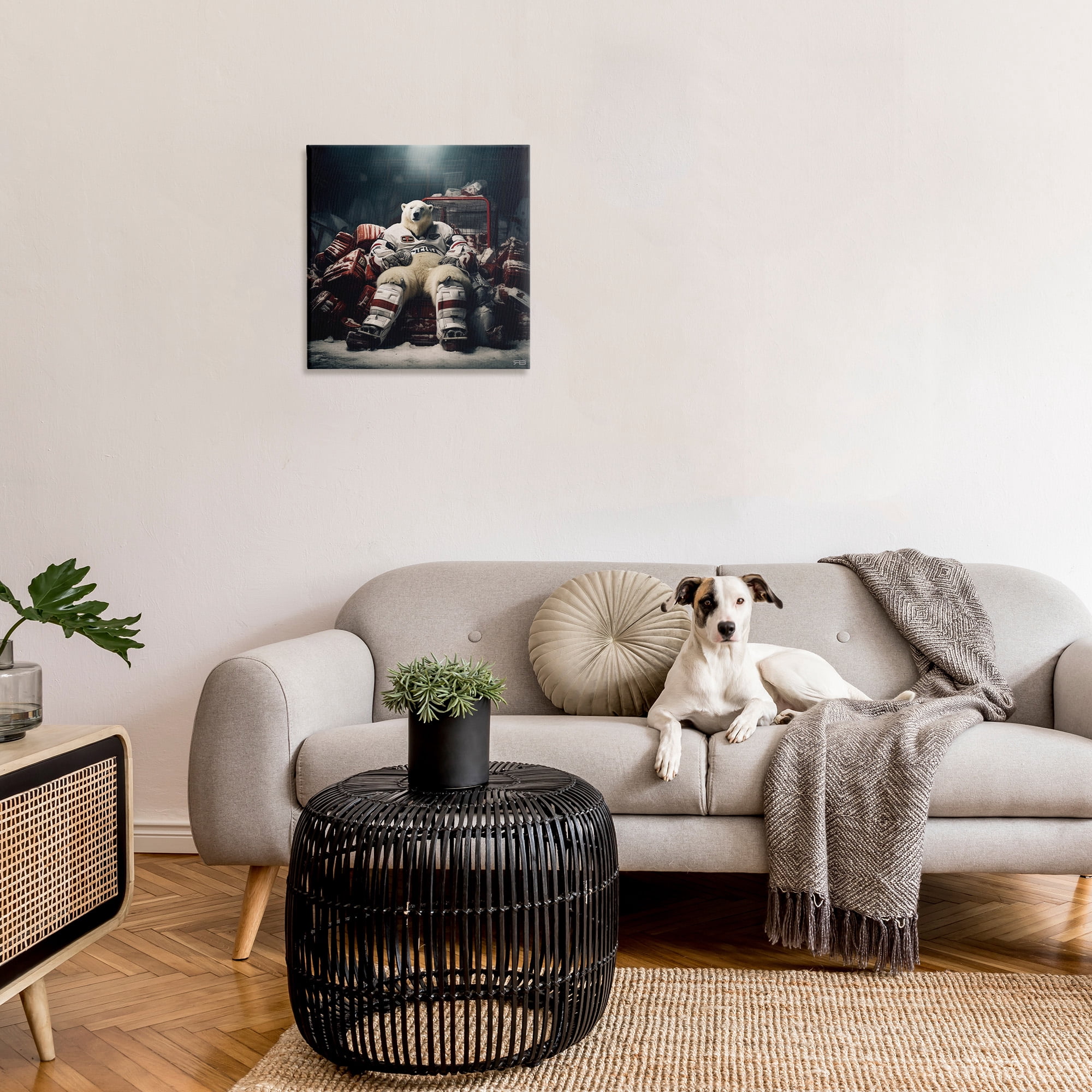 Stupell Industries Hockey Player Polar Bear Animals & Insects Painting Gallery Wrapped Canvas Art Print Wall Art, 24 x 24