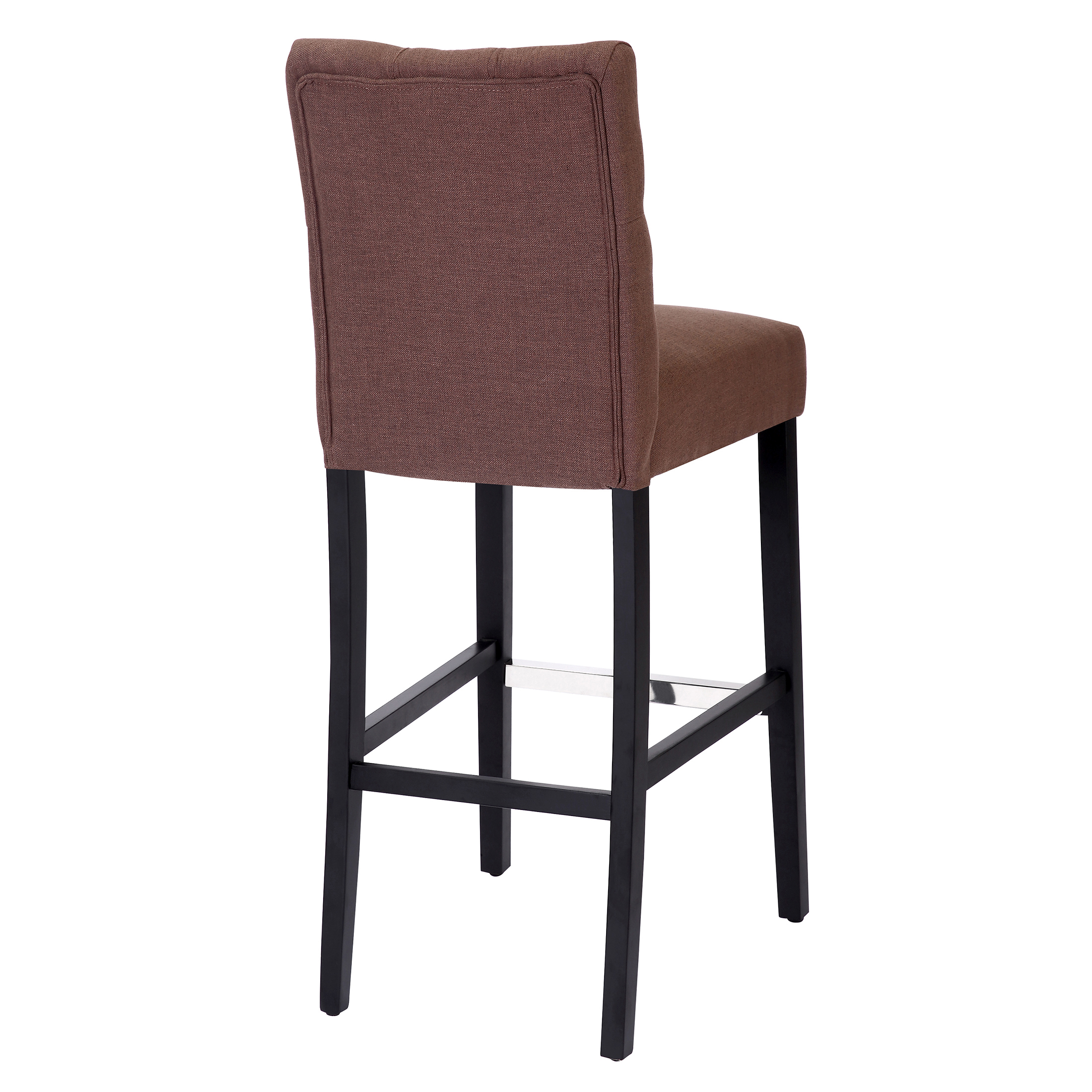 WestinTrends Hayes Black Bar Chairs, Modern Linen Upholstered Button Tufted Kitchen Island Bar Height Stools Solid Wood Legs, Brown