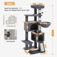 thumbnail image 3 of Pefilos 51" Cat Tree for Indoor Cats, Cat Tower with 2 Cozy Condos, Top Perch, Hammock, Climbing Ladder, Dark Gray, 3 of 6