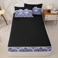 thumbnail image 4 of Homewish Purple Cute Bows Girls Zipper Twin Comforter Sets with Fitted Sheet and 2 Pillowcases,Gothic Vintage Floral Zipper Bedding Set For Adult,Black Reversible,4 Pieces, 4 of 7