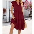 thumbnail image 4 of Women Dress V-Neck Short Sleeve T-Shirt Dress Ruffles Casual Swing Dress, 4 of 5