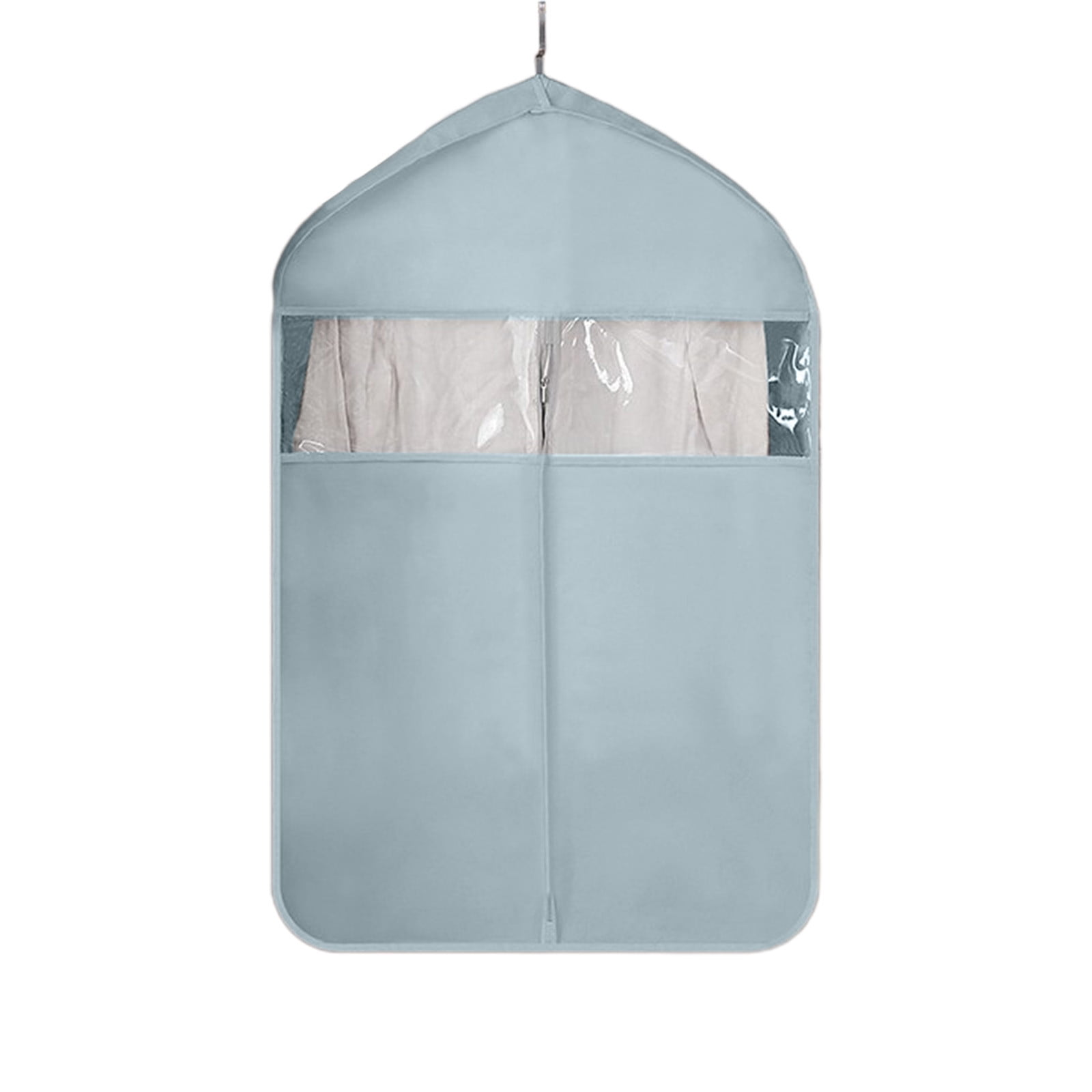 Weloille Garment Bag for Travel and Storage with Transparent Window, Foldable Waterproof Paper Material, for Hanging Clothes Coats Jackets Shirts, Gray Pink Blue