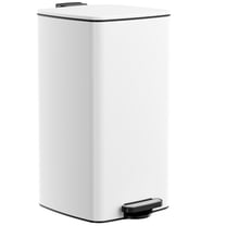 Pirecart 8 Gal Square Trash Can, Stainless Steel Foot-operated Garbage Can with Soft-Close Lid & Removable Bucket for Kitchen, Living Room, White