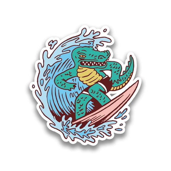 Cool Surfer Crocodile Sticker -Smartprints Designs, Vinyl Sticker