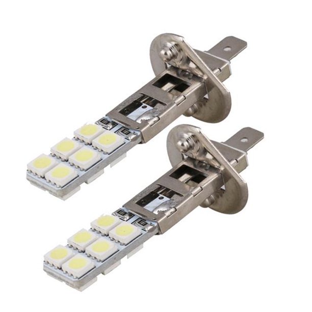 2 luces LED antiniebla para coche, luz de señal H1, 12 V, 5050, 12 LED, para iluminación del coche (blancas)