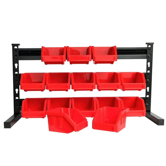 King's Rack Bin Storage System Organizer w/ 15 Plastic Bins in 3 tiers