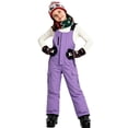 thumbnail image 3 of Wantdo Girls' and Boys' Snow Bibs Waterproof Ski Pants Windproof Snowboarding Bibs Overalls Purple 8, 3 of 11