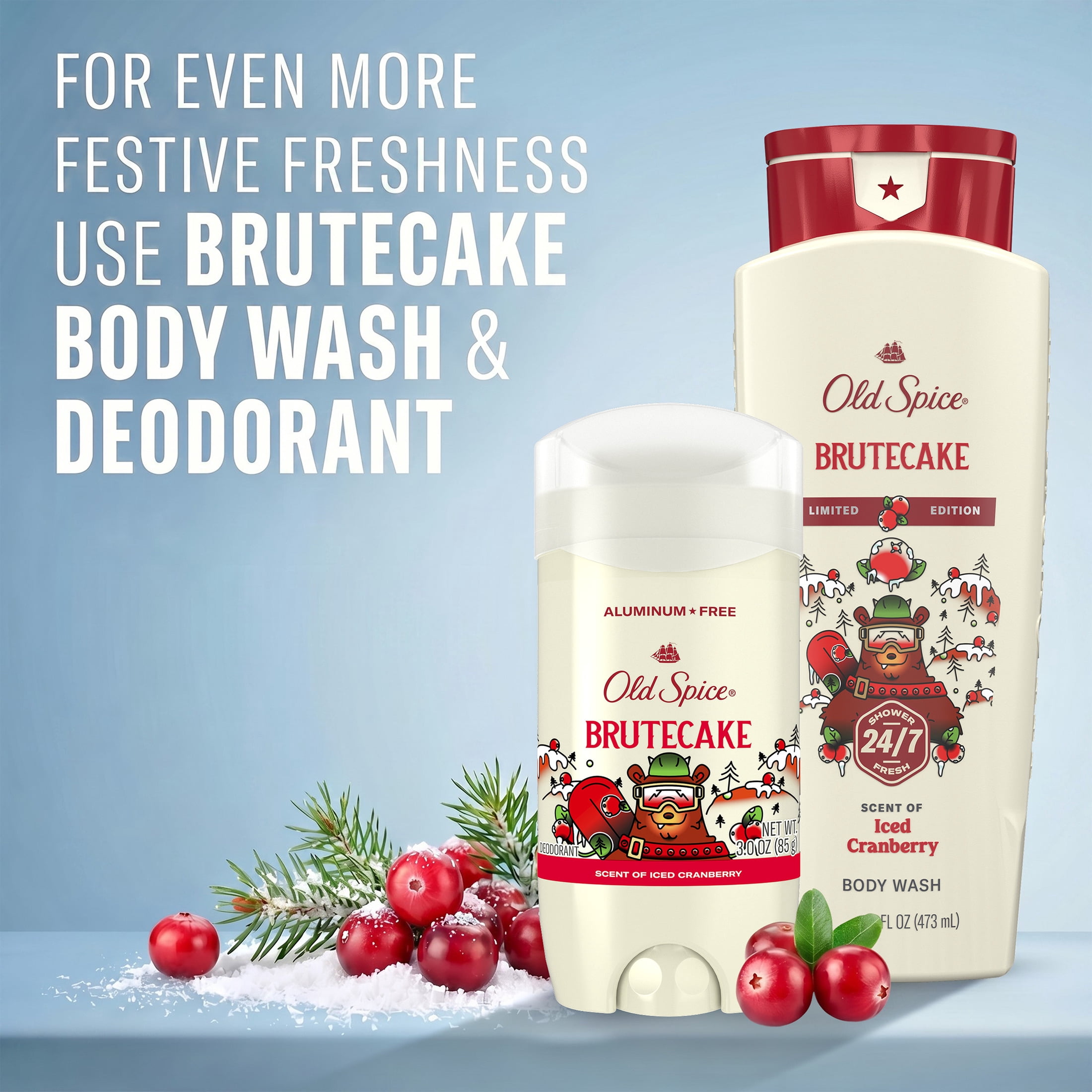 Old Spice Men's Body Wash, BruteCake, Scent of Iced Cranberry, Long Lasting, Cleanse & Refresh, 16 fl oz