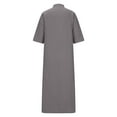 thumbnail image 4 of Fartey Cotton Linen Shirt Dress for Women Plus SIze Half Sleeve Button Down Maxi Dresses Casual Elegant Lapel V Neck Sundress Loose Beach Vacation Sundresses with Pockets Gray XXXXXL, 4 of 5