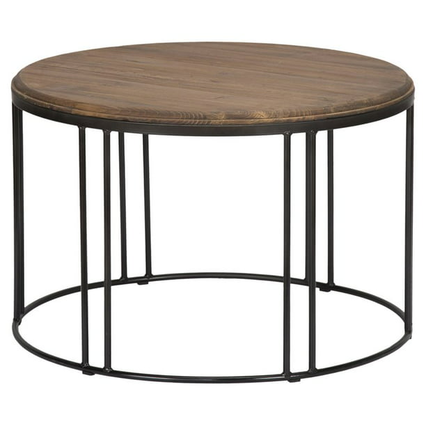 Round Modern Iron Coffee Table, Burnham Reclaimed Wood And Iron Round Coffee Table