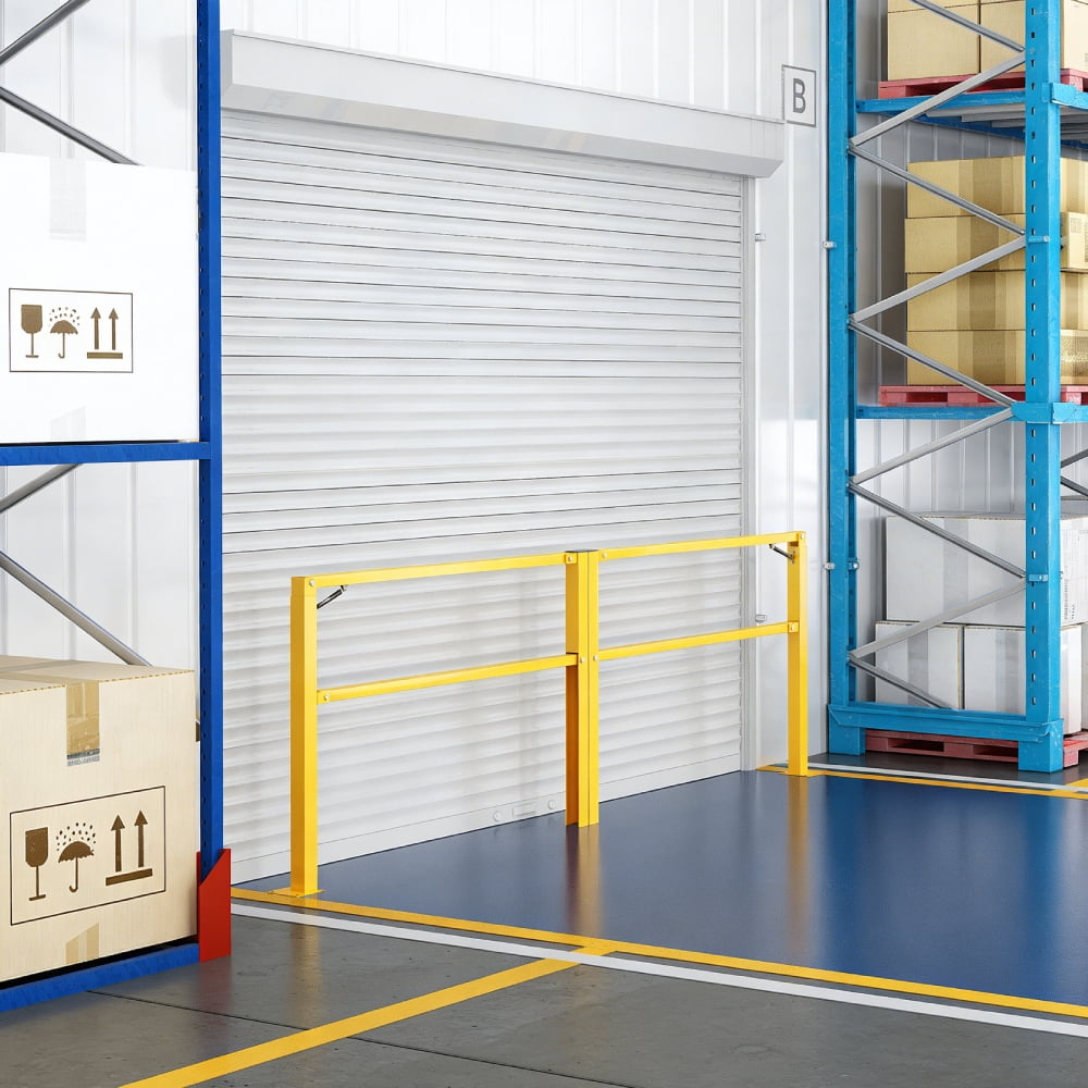 Yeeoy 11.5' Folding Dock Door Gate, Heavy-Duty Industrial Safety Barrier for Dock Doorways, Loading Docks, Warehouses with Gas Strut & Yellow Finish