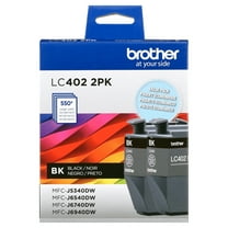 Brother Genuine LC402 2PK 2-Pack of Standard Yield Black Printer Ink Cartridges