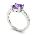 thumbnail image 2 of 1.62 ct Princess Cut Simulated Alexandrite Solitaire with Simulated Diamond Accents 14K White Gold Womens Engagement Ring, 2 of 5