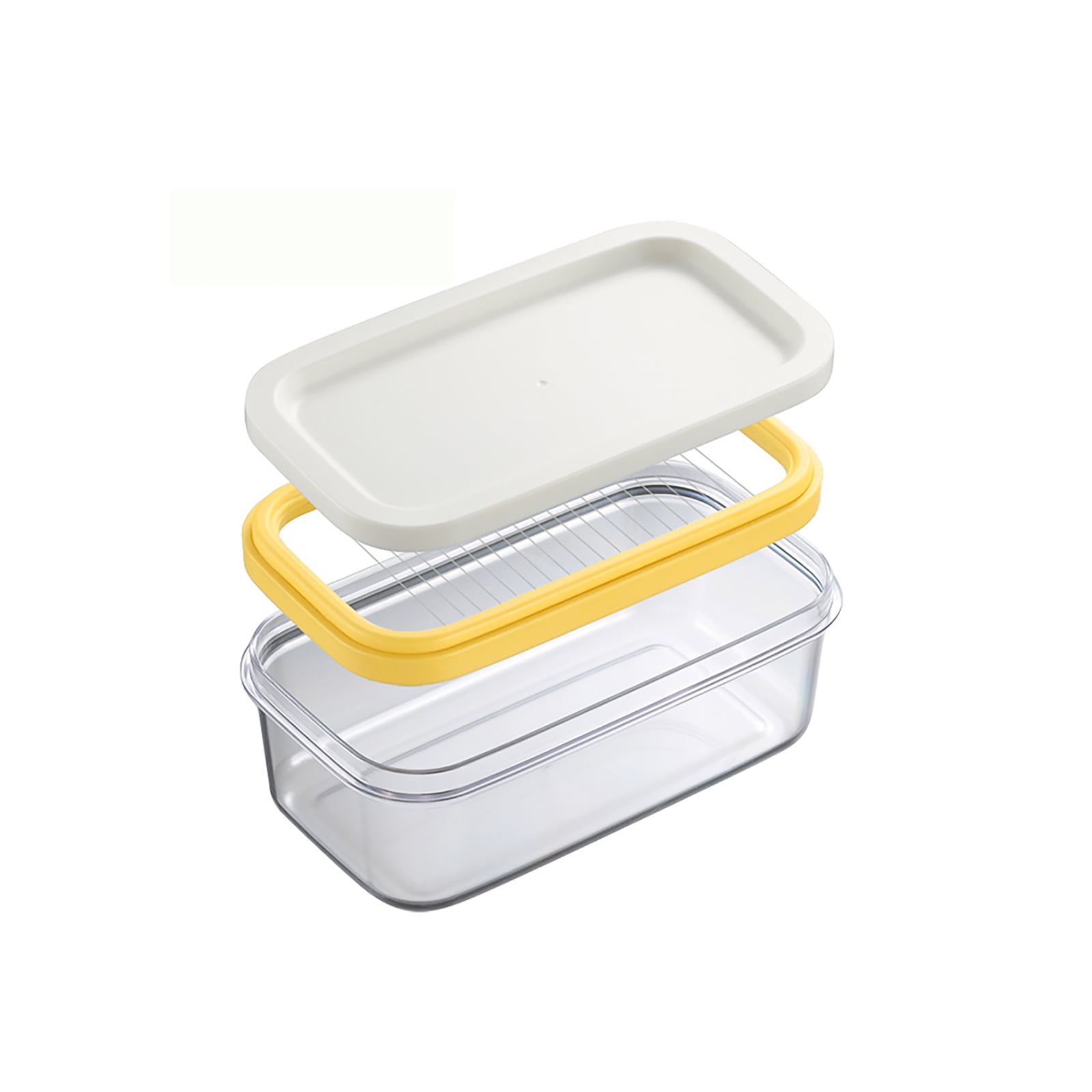 2 in 1 Plastic Butter Dish with Stainless Slicer for Easy Cutting Suitable for 8oz Or Two 4oz Sticks Butter 2 In 1 Clear Butter Container and Storage 