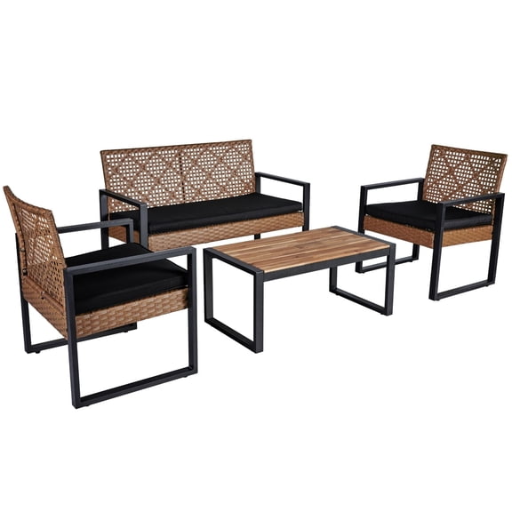 4-Piece Patio Furniture Set Wood Table Top For Backyard