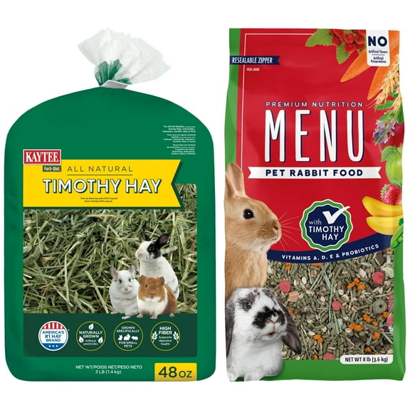 Menu Premium Rabbit Food 8 lb  Kaytee Forti-Diet All Natural Timothy Hay , 48 ounce