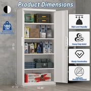 Marcree Metal Garage Storage Cabinets with Lock, 72 H White Storage Cabinet with Doors and Adjustable Shelves, Lockable File Cabinet, Steel Tool Cabinets for Home, Office, Garage, Shop, School