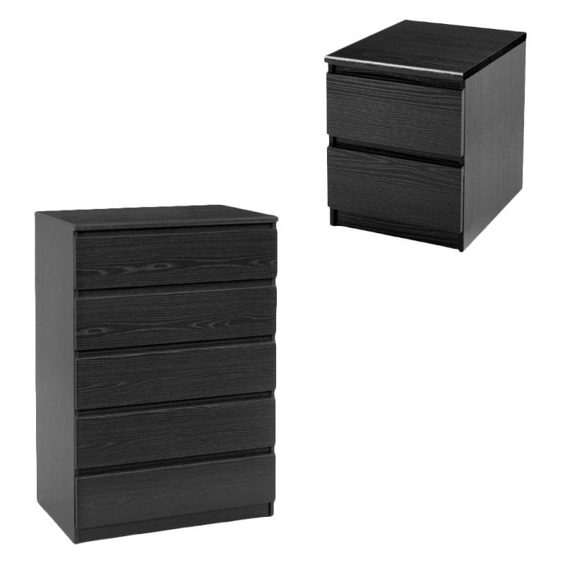Scottsdale 2 Piece Chest And Nightstand, Black Wood Grain Kepner 6 Drawer Double Dresser Instructions