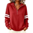 thumbnail image 6 of Hurxie Women's Varsity Striped Sweatshirt Oversized Lightweight Knit Pullover Drop Shoulder Crew Neck Long Sleeve Casual Sweatshirts, 6 of 6